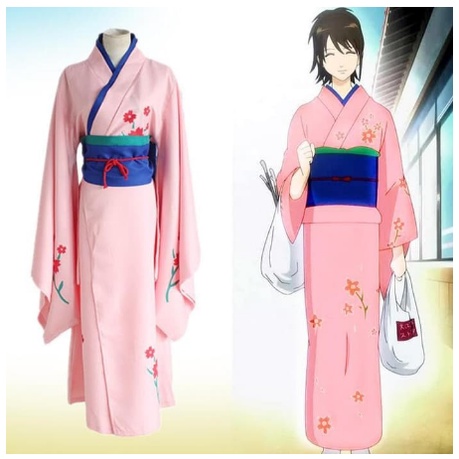 GINTAMA SHIMURA TAE KIMONO YUKATA COSPLAY COSTUME KIMONO JEPANG PINK