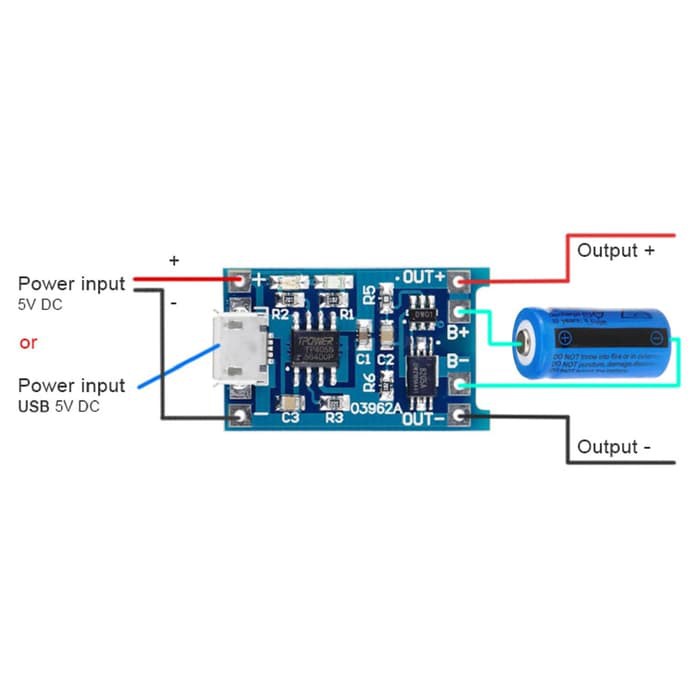 TP4056 1A Lithium Battery Micro USB Charger Module with IC Protection