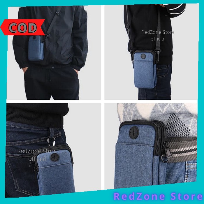 Tas Pinggang Pria Import Waterproof Anti Air Murah Waistbag Cowok Sling Bag Hp Mini Simple Elegant D