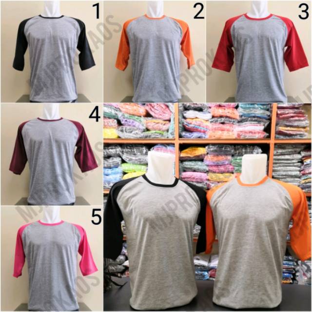 Kaos Raglan JUMBO (XXL) /Kaos Lengan 3/4 /Kaos Polos/Kaos Pria/Kaos Murah
