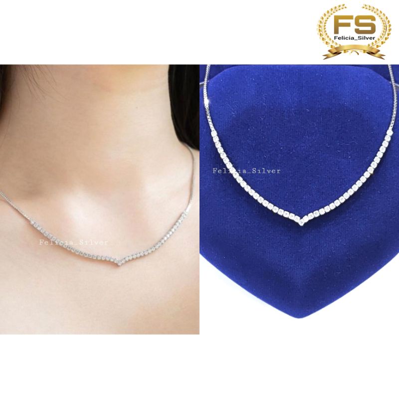 KALUNG PERAK ASLI SILVER WANITA 925 LAPIS EMAS MODEL KALUNG AUREL PERMATA / KALUNG NAGITA - PERHIASA