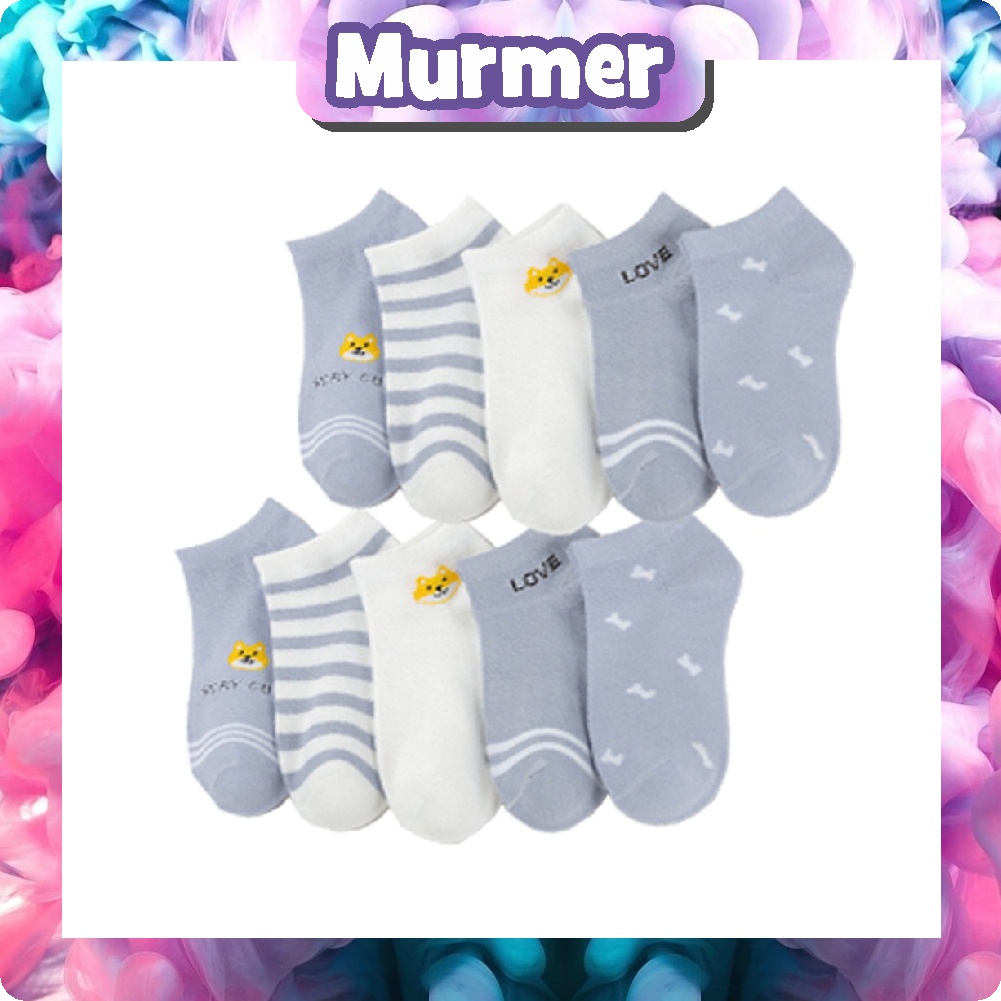 MurmerOfficial Kaos Kaki Wanita Motif Blue Bear Love Fashion Korea Women Sock Import Murah KK013