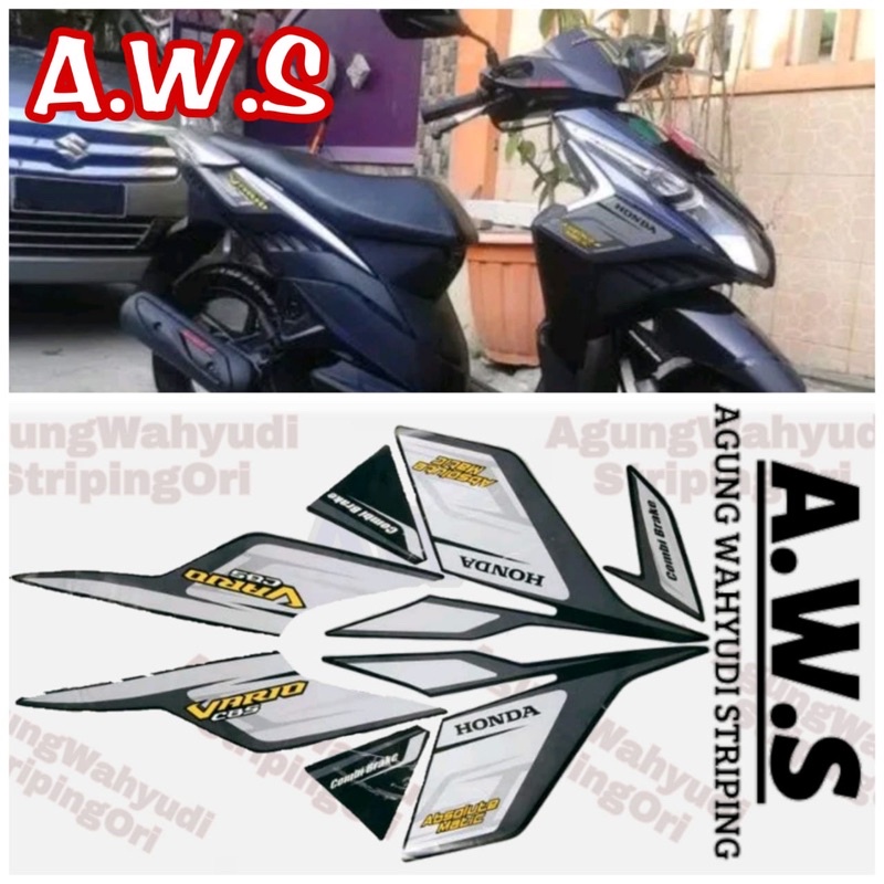 STIKER STRIPING LIS BODY MOTOR HONDA VARIO 2009 HITAM BLACK LES SEPEDA LAMA OLD KARBU TECHNO CBS 09 