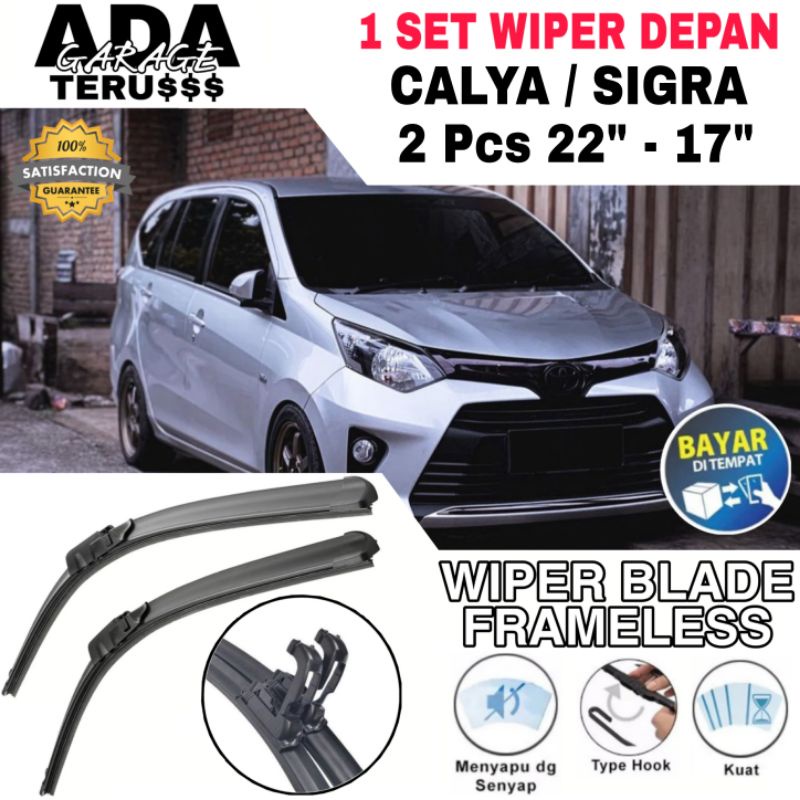 Wiper Mobil Sigra Calya Frameless 1 Set 2 Pcs Karet Wiper Depan Kaca Mobil Toyota Daihatsu