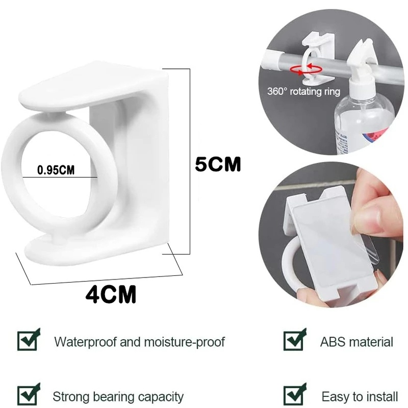 2pcs / Set Ring Bracket Holder Tirai Kamar Mandi Rotasi 360 Derajat