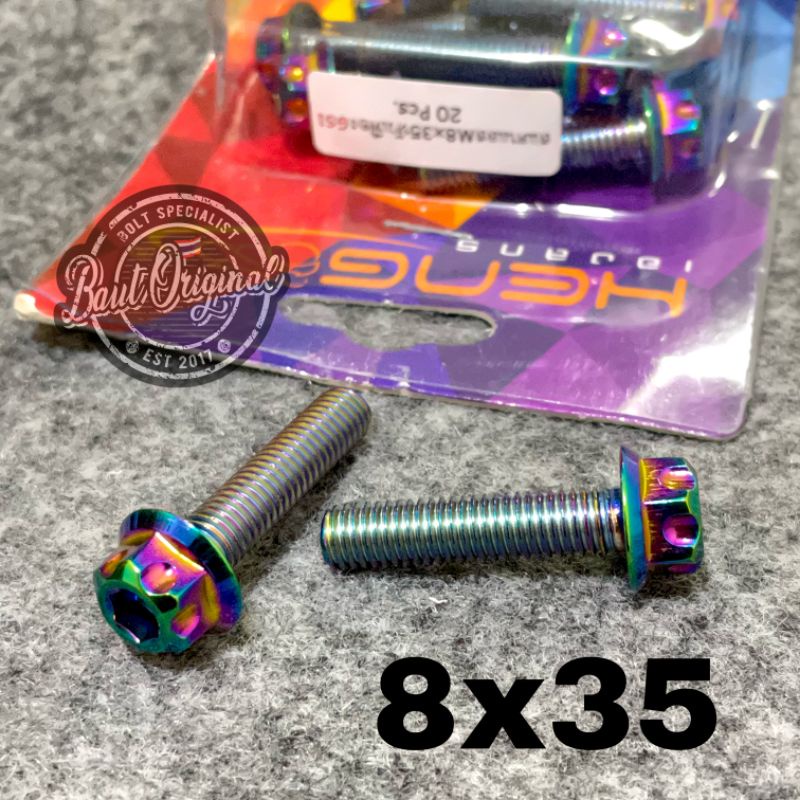 Baut probolt 8x35 rainbow gs1 drat 12 panjang 3.5 cm ori heng thailand