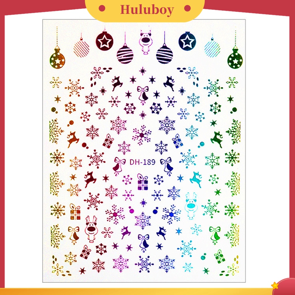 Huluboy Huluboy♡ Stiker Kuku 3D Motif Snowflake Natal Untuk Dekorasi Nail Art