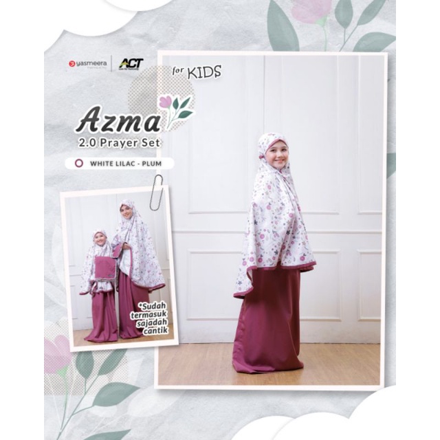 Azma prayer set yasmeera / mukena katun Jepang motif printing eksklusif