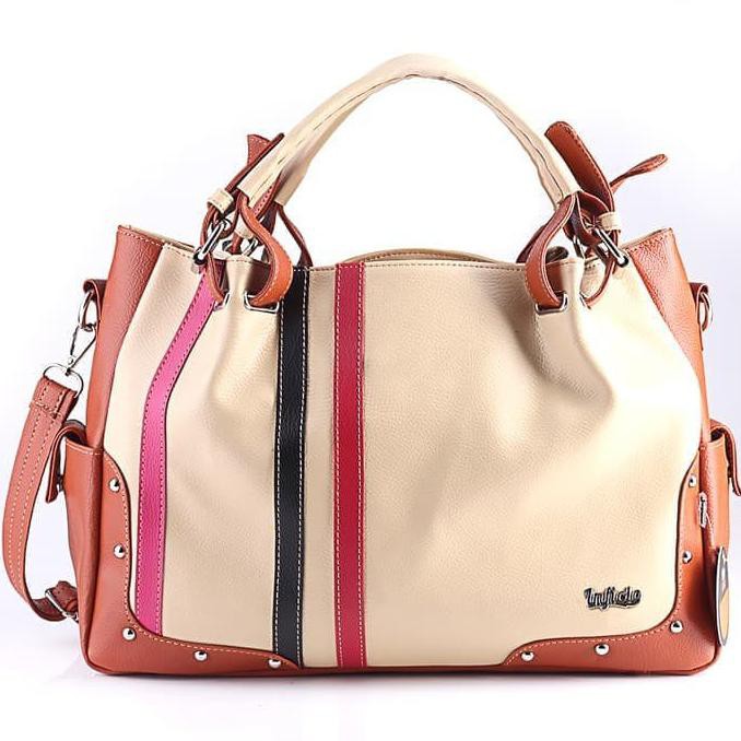 Barang Berkualitas tas wanita handbags cream coklat mewah SRR 019 MURAH