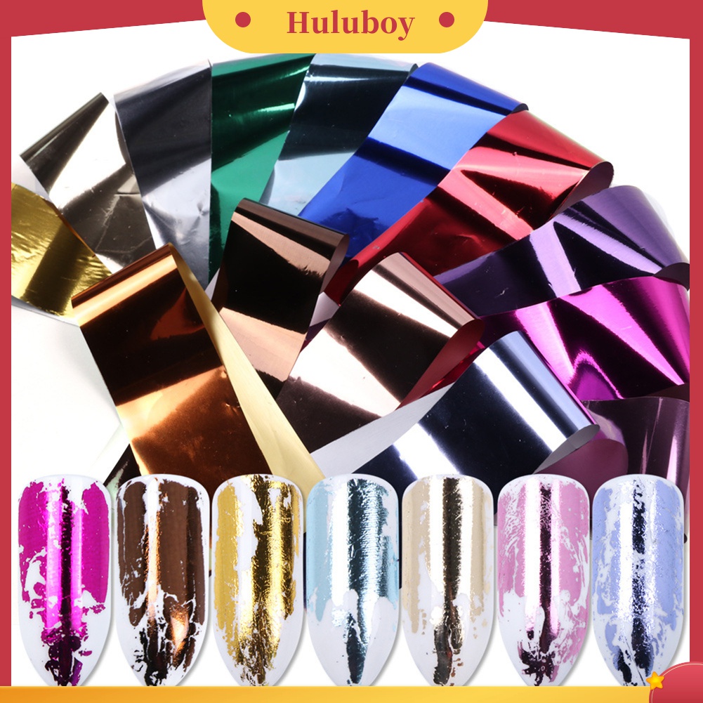Huluboy Huluboy♡ 14 Lembar Stiker Kertas Transfer Laser Bentuk Bintang Multi Warna Untuk Dekorasi Manicure