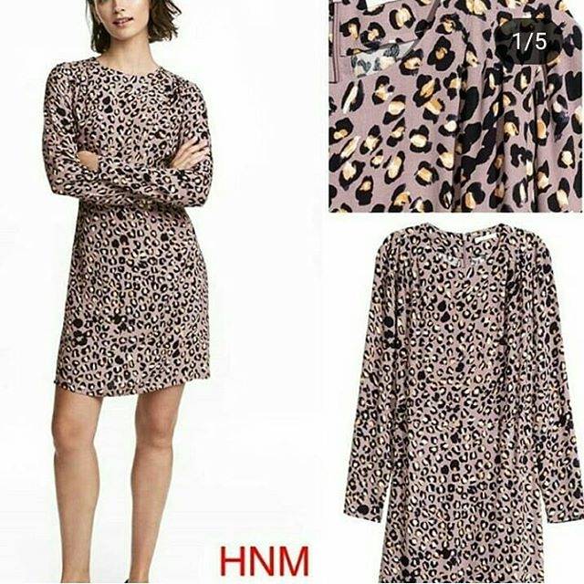 H&M pink leopard crepe dress