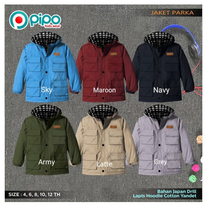 Afsheenastore Jaket Anak Pipo Jaket Parka 4-12T