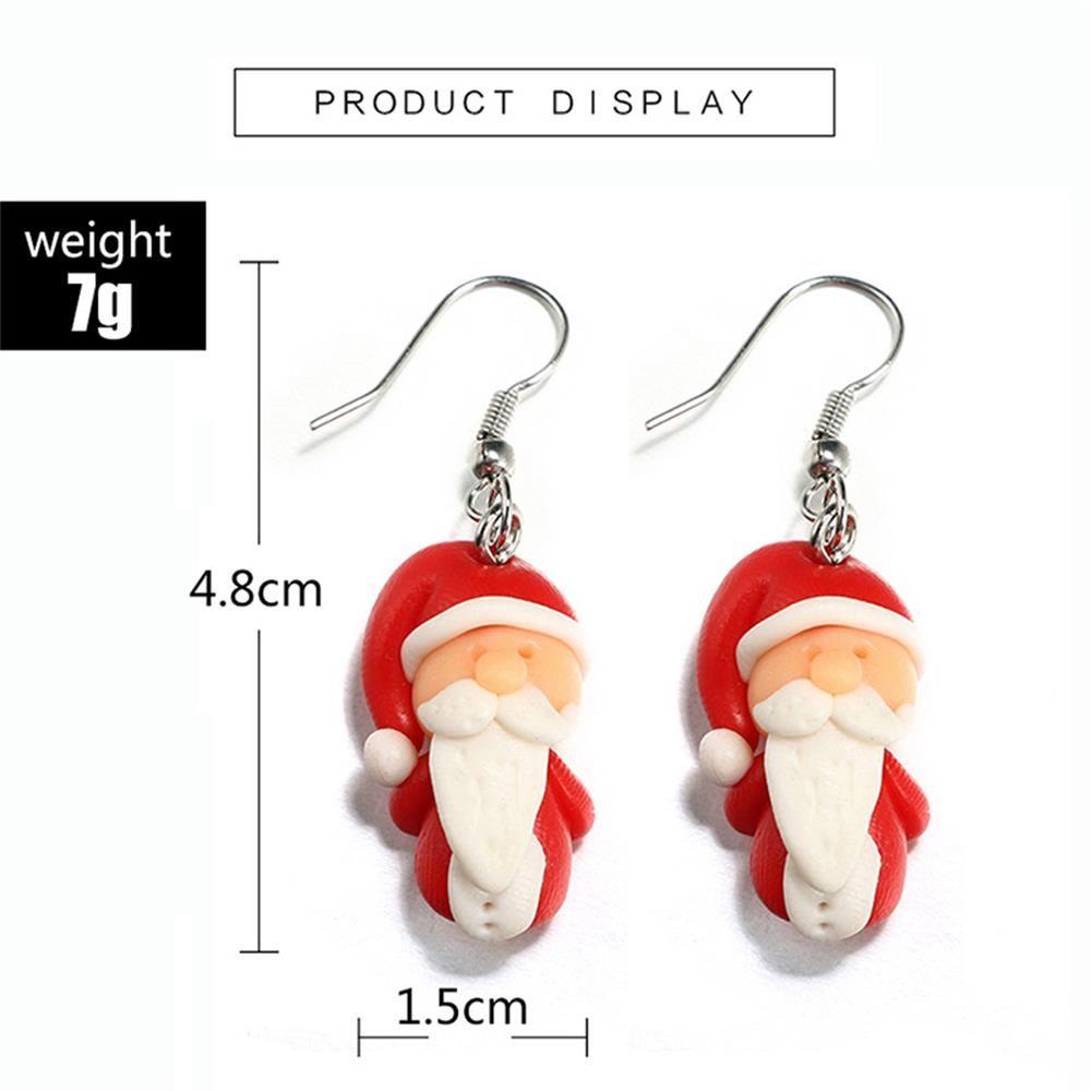 Lily 1pasang Anting Natal Wanita Fashion Kait Menjuntai Handmade Polymer Clay