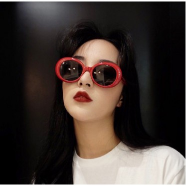 KAI116 Kacamata hitam Vintage Retro Bentuk Oval Warna Merah