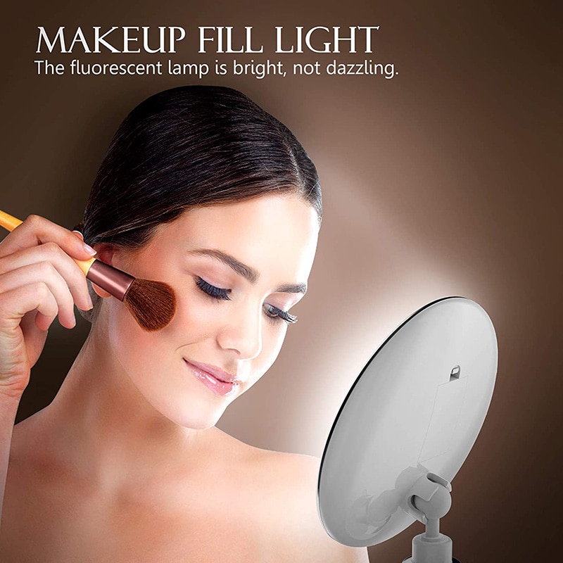 LED kaca cermin makeup Make Up Zoom pembesar 10X Mirror dengan lampu Kaca alat rias kecantikan salon 10X LED Mirror Makeup Mirror Flexible Mirror illuminated Magnifying Vanity Mirrors with Light Make up Miroir Bathroom Mirrors