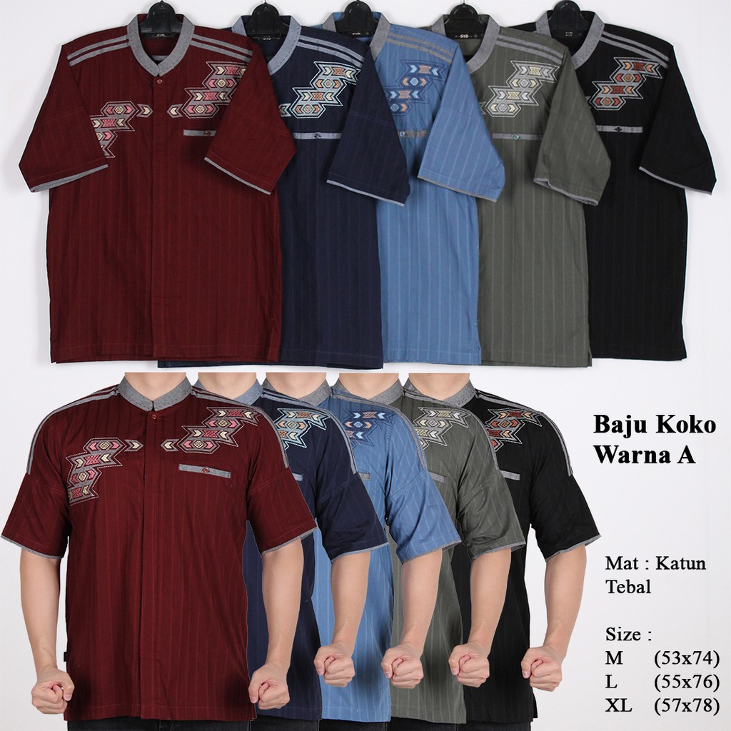Baju Koko Muslim Pria Bordir Lengan Panjang Shopee Indonesia