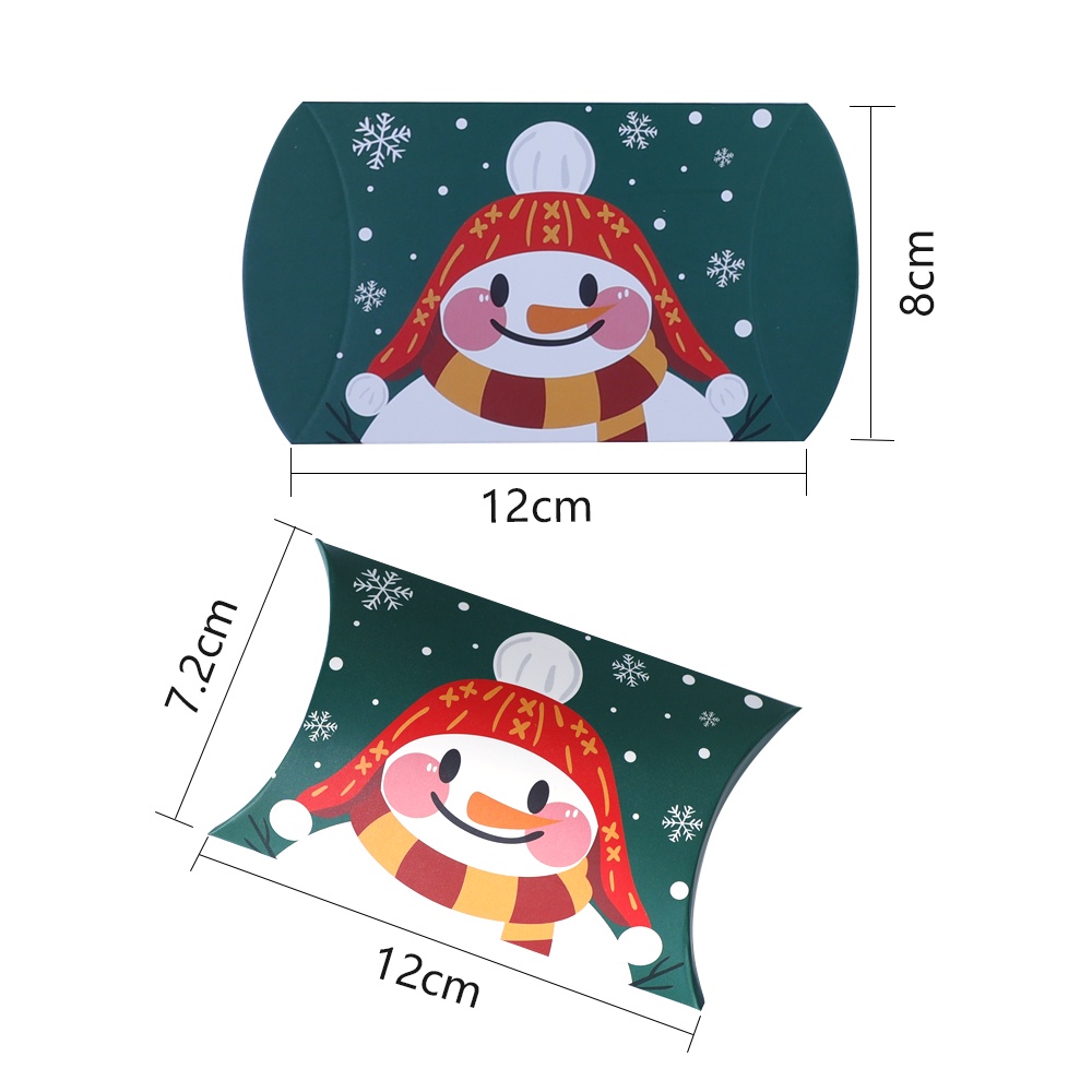 10pcs Kotak Kemasan Permen Cookies Motif Kartun Santa Snowman Untuk Dekorasi Natal