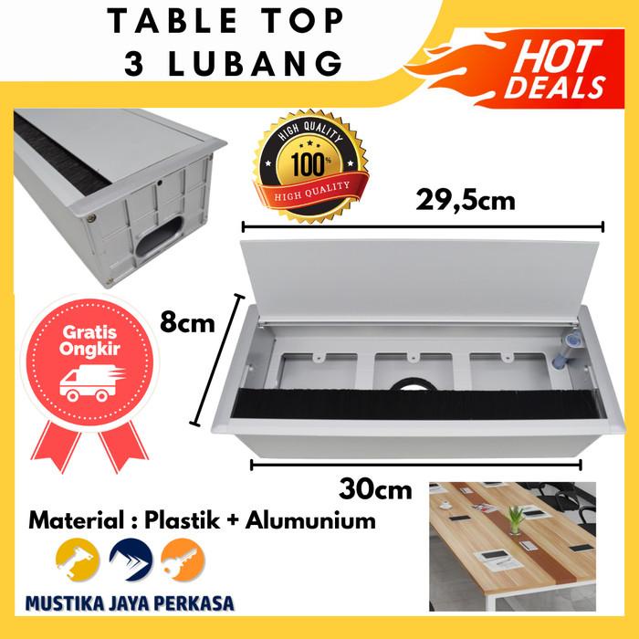 Cable Organizer Tempat Kabel Meja Plastik Table Top 3 Lubang Colokan