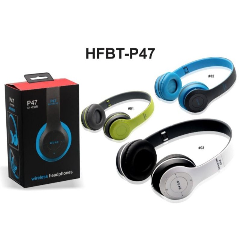 P47 HEADPHONE MIC BLUETOOTH WIRELESS EARPHONE LIPAT BASS GAYA KEKINIAN