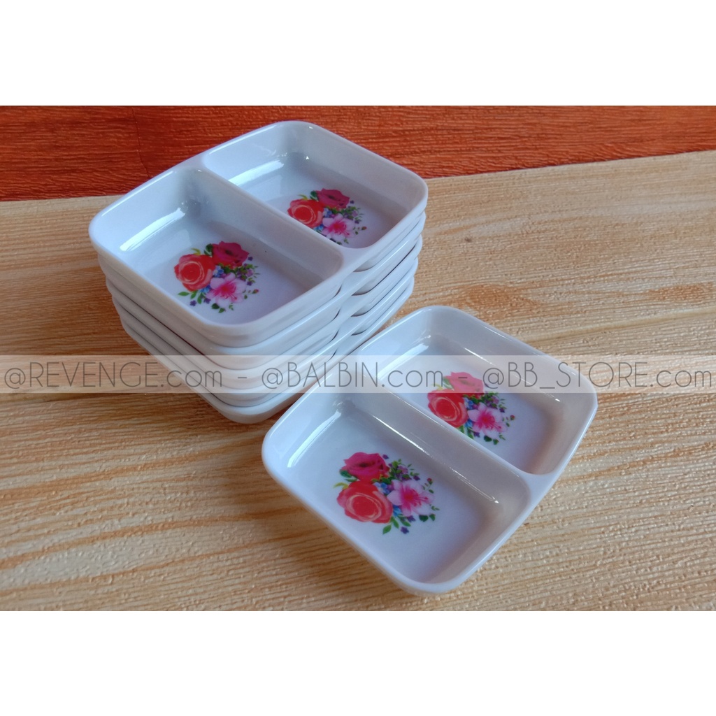 piring sambal sekat melamine isi 3 pcs // piring sambal sekat // piring sambel kecil