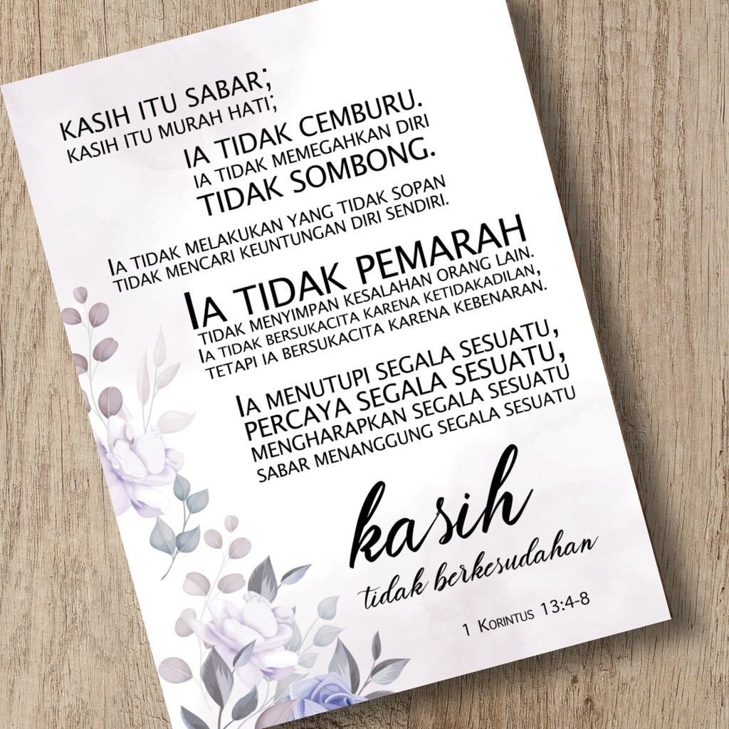 Hiasan Dinding Kristen Wall Decor Tema Rohani Ayat Alkitab Kasih Itu Sabar Shopee Indonesia