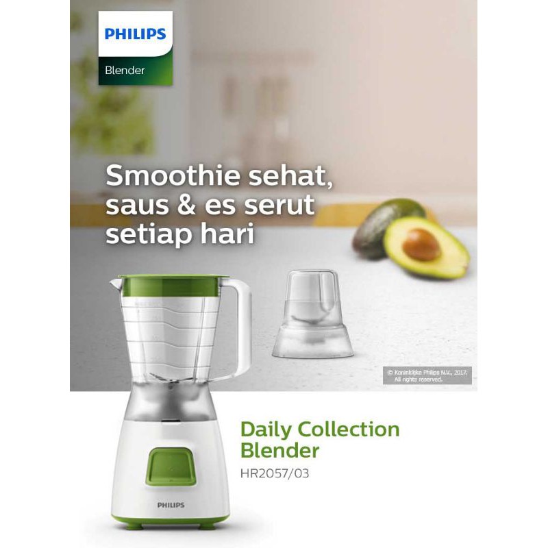 Blender Philips Tabung Gelas Plastik HR 2057 HR2057 HR-2057 BPA Free White Green Hijau Murah T•HT