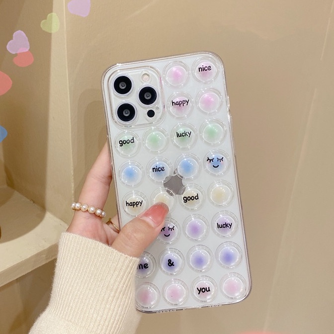 Fashion Creativity Bubble decompression phone case iPhone 11 12 Pro Max X XS XR 7 8 Plus SE 2020 transparent Shockproof Case