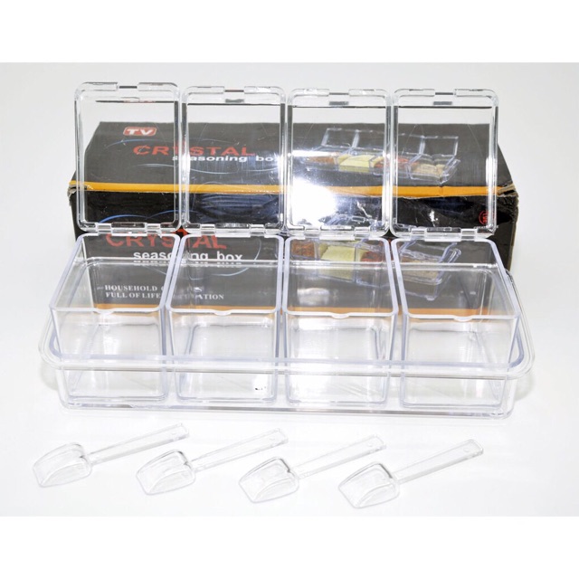 Crystal seasoning box/ kotak bumbu 4  pc transparan