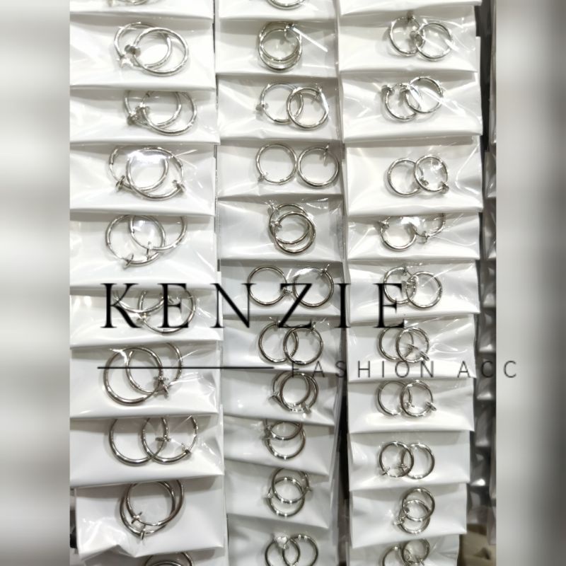 Anting Hoop Fake Peer Stainless Steel isi 24 pcs Harga Grosir