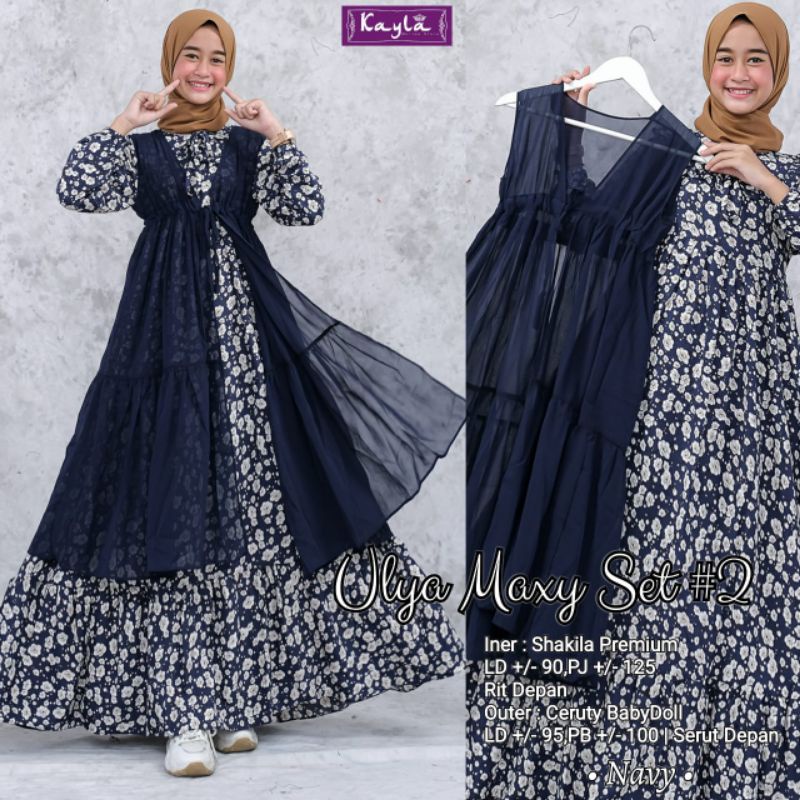 Setelan Gamis Remaja Jelita dan Ulya Maxy Set Bahan Rayon Viscose Diamond by Kayla