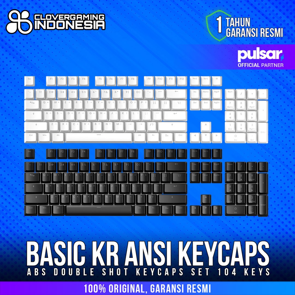 Pulsar Basic KR ANSI Keycaps - ABS Doubleshot 104 Keys US KR