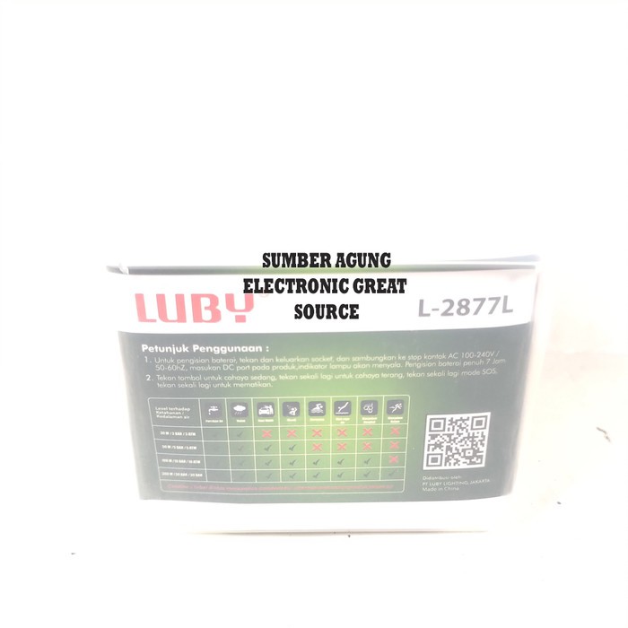Luby Senter Kepala L2877 L2877L 15W LED Super Terang Tahan 16Jam 3600m