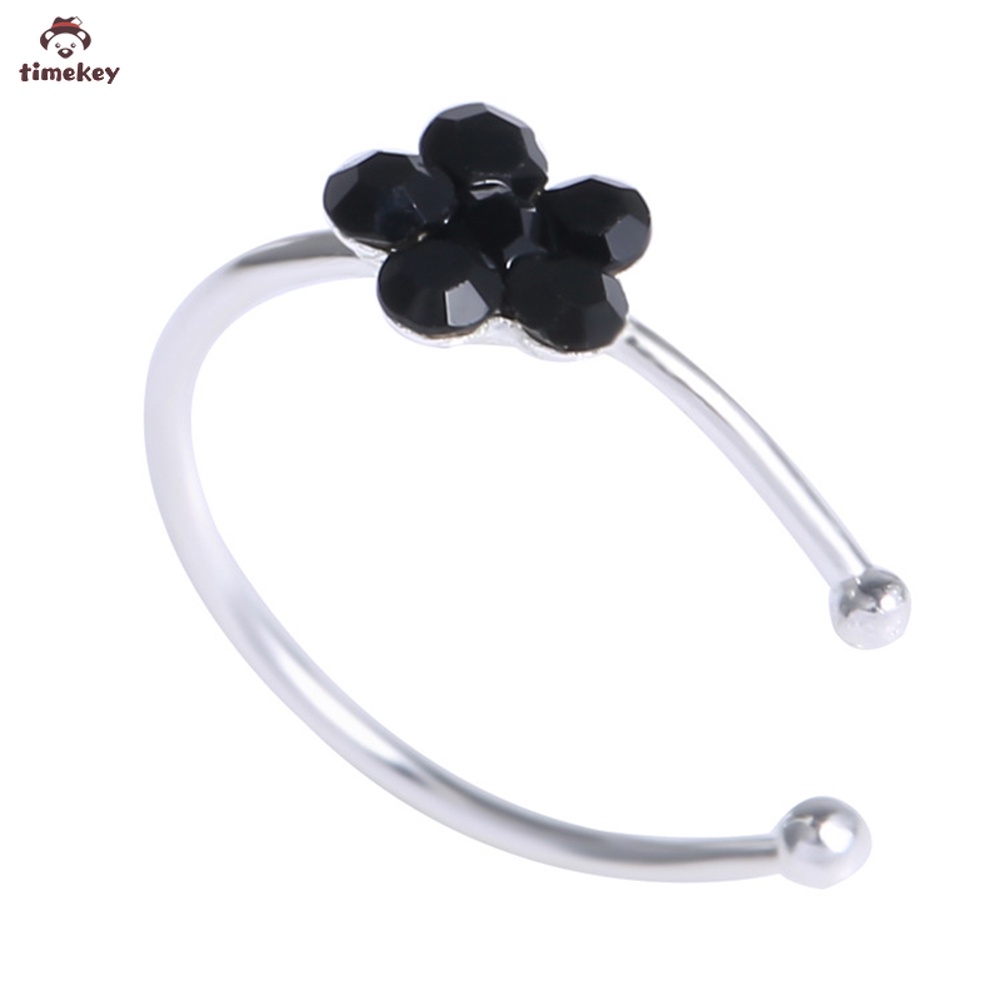 【TK】 Fashion Plum Blossom Rhinestones C-shaped Nose Rings Body Piercing Accessories