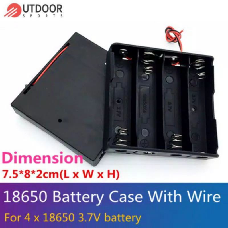 Holder Baterai 18650 Seri Battery 18650 x4 Case Box