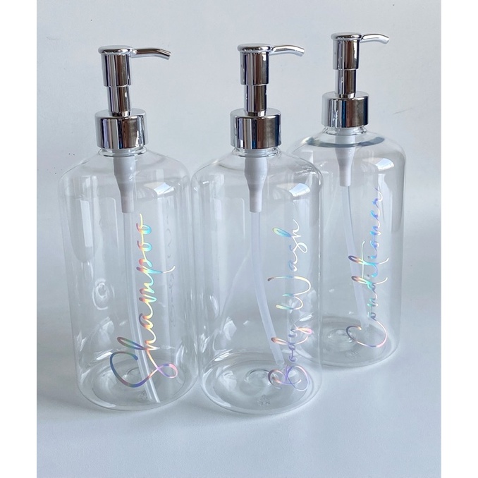 botol BENING 24 HOLO silver LUXURY . aesthetic bottle minimalist refill organizer tempat sabun cair pump estetik