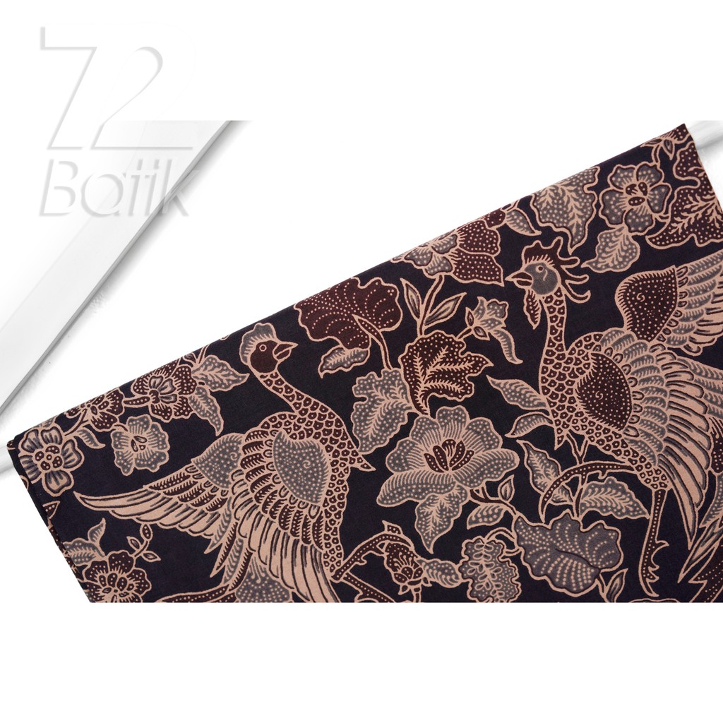 KAIN BATIK KATUN Premium Motif Dwi Cendrawasih Warna Hitam Ireng Coklat 721068 Cap 72 Jarik Jarit Samping Kebat Panjang Batik Katun Modern Premium Bahan Seragam Batik Pernikahan Kantor Keluarga Murah Kamen Jadi Batik Bali Lembaran