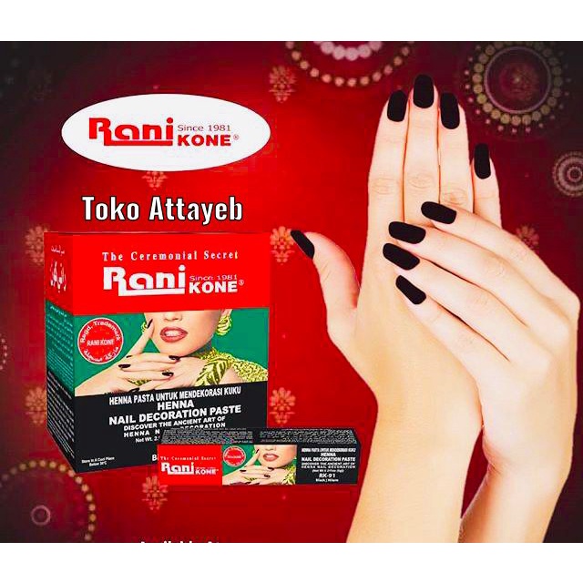 Henna Kutek Kuku Rani Kone {RK 91} Warna Hitam Pacar Kuku Nail Herbal Multifungsi Aman Dipakai Halal