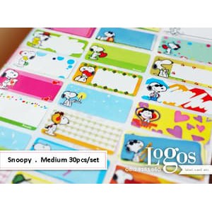 

TERLARIS!! Snoopy Sticker MEDIUM Name Label. Stiker karakter Schulz Peanuts Charlie Brown Woodstock