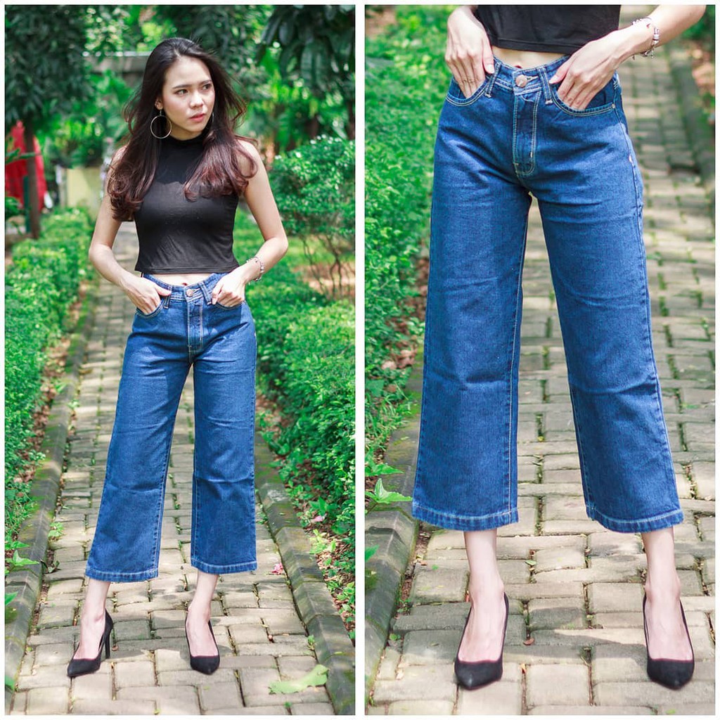 CELANA JEANS KULOT WANITA PULL BEAR 7/8 KULOT JEANS