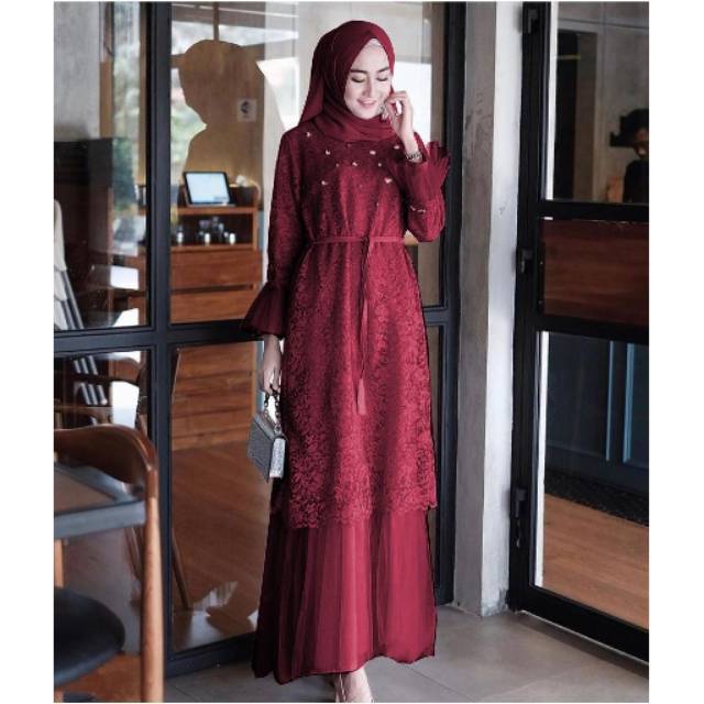 Featured image of post Model Ujung Lengan Baju Gamis Brokat Kombinasi gamis jeans dengan bagian lengan memakai kain kaos combed dibagian ujung lengan ditambahkan rib