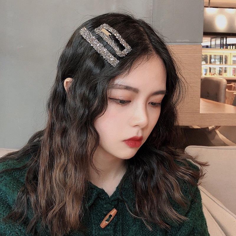 AC017 Jepit Rambut Set Manik Glitter Crystal Jepitan Poni Kristal Berlian Berkilau Model Korea