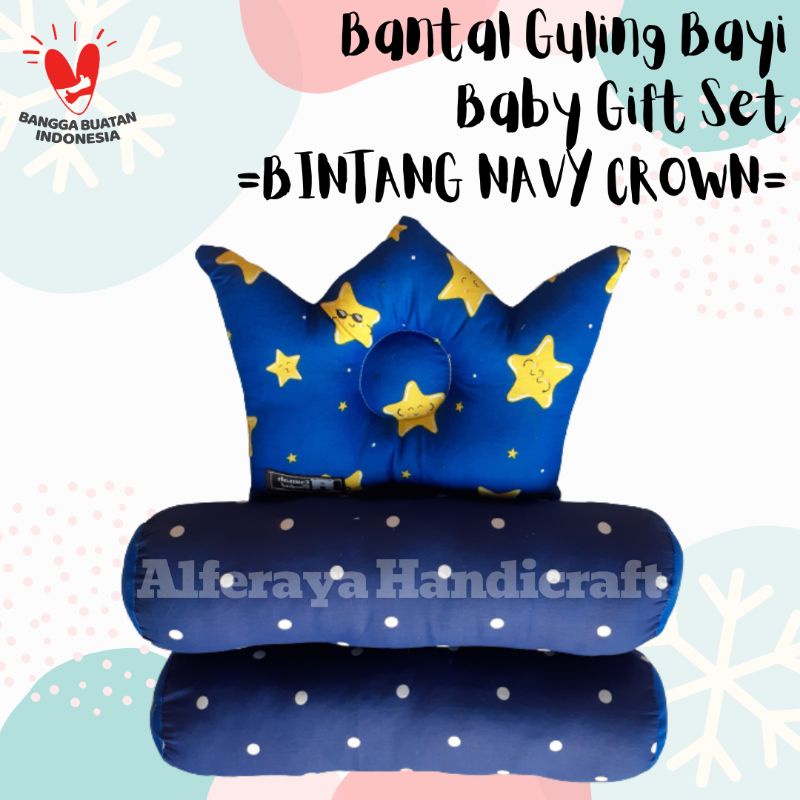 Bantal Guling Bayi / Baby Gift Set Newborn / Kado Bayi-Bintang Navy Crown