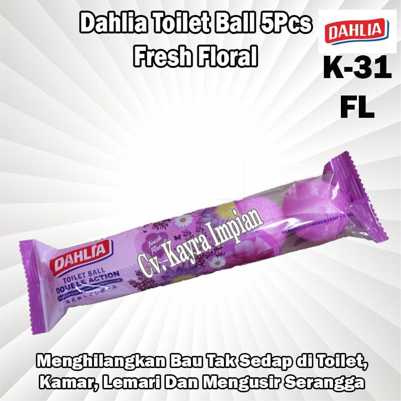 Dahlia Toilet Ball Aromatic Green K-31FL 5pcs Kamper Bola Dahlia