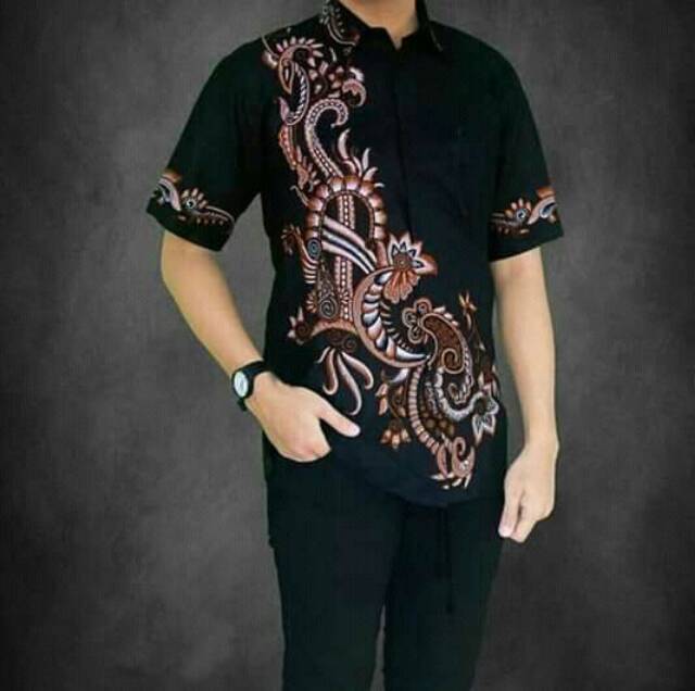 KEMEJA BATIK PRIA LENGAN PENDEK SIZE M L XL XXL BSWART BatiK HRB026 Kenongo Hem Pendek Padi