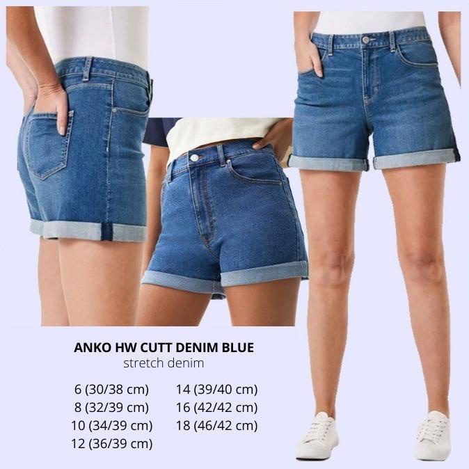 Celana Jeans Pendek Wanita Murah Anko HW Cutt Denim Navy/ Blue