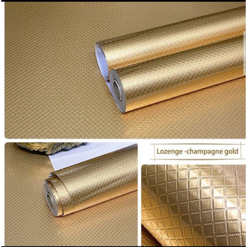 wallpaper dapur almunium foil gold kotak kotak