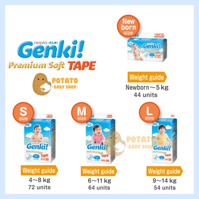 Nepia Genki Tape Newborn S/M/ L/