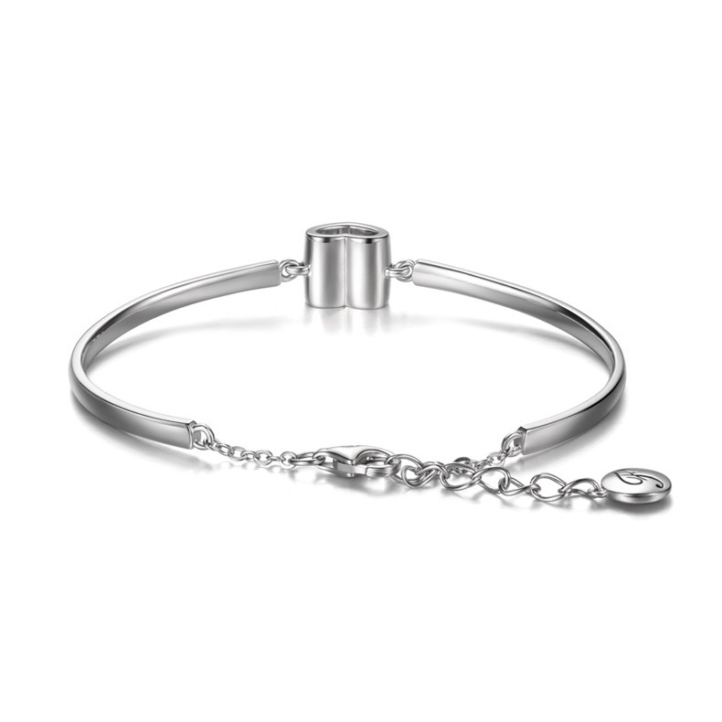 Gelang Bentuk Hati Bahan Stainless Steel Warna Silver Gaya Korea Untuk Wanita