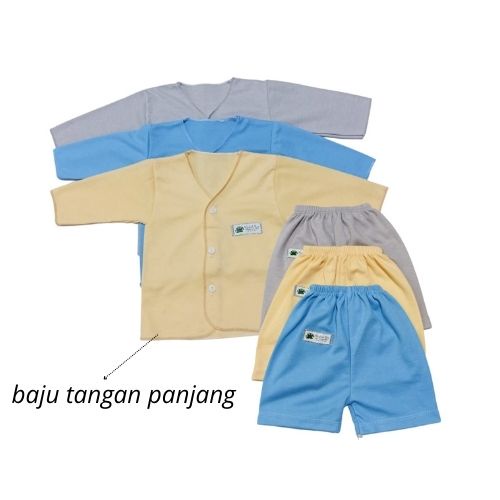 Kodok Ijo - Set Color | Setelan Anak Kancing Pundak 3-6 Bulan | Set Polos