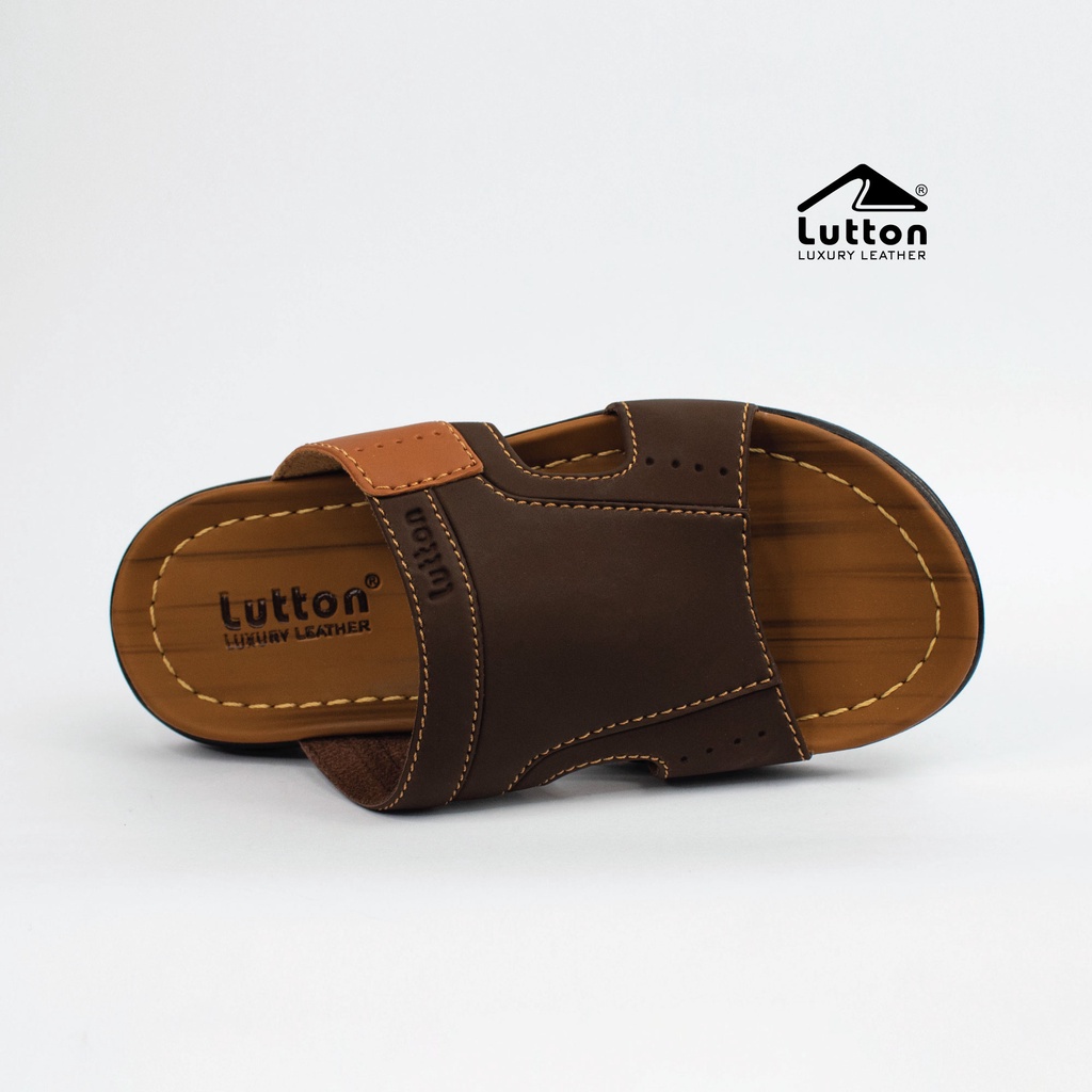 LUTTON - sandal slop pria aldebaran terlaris 2022 - SANDAL SLOP FASHION-SLOP B6 GRTS COKLAT